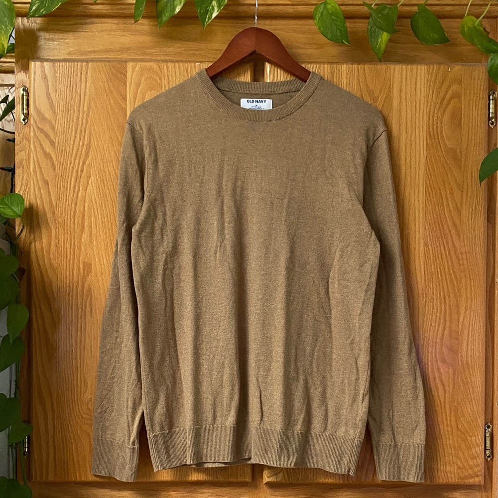 Tan Light Brown Neutral Earthy Classic Old Navy Crewneck Sweater M